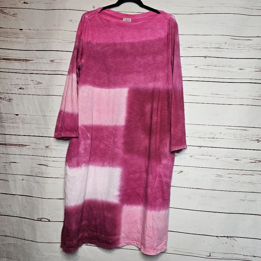 LOGO by Lori Goldstein Pink Tie Dye Boatneck Dress - Picture 2 of 11